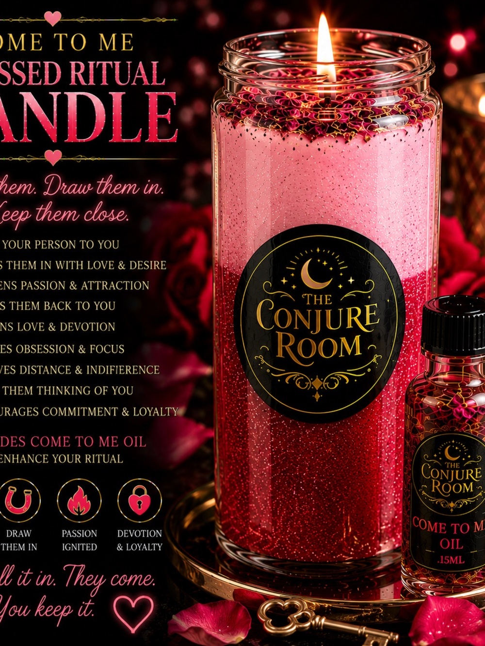 Pink & Red Ritual Candle: Come To Me